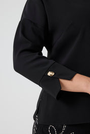 Gömlek Yaka Aksesuarlı Bluz Siyah