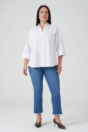 İşlemeli Poplin Gömlek Beyaz