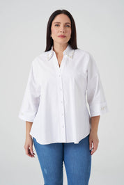 İşlemeli Poplin Gömlek Beyaz