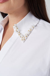 İşlemeli Poplin Gömlek Beyaz