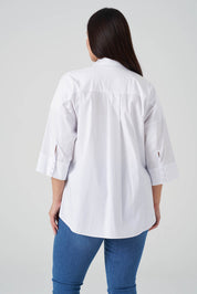 İşlemeli Poplin Gömlek Beyaz