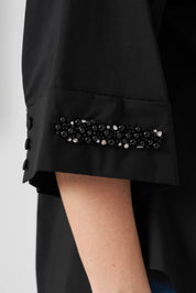 İşlemeli Poplin Gömlek Siyah