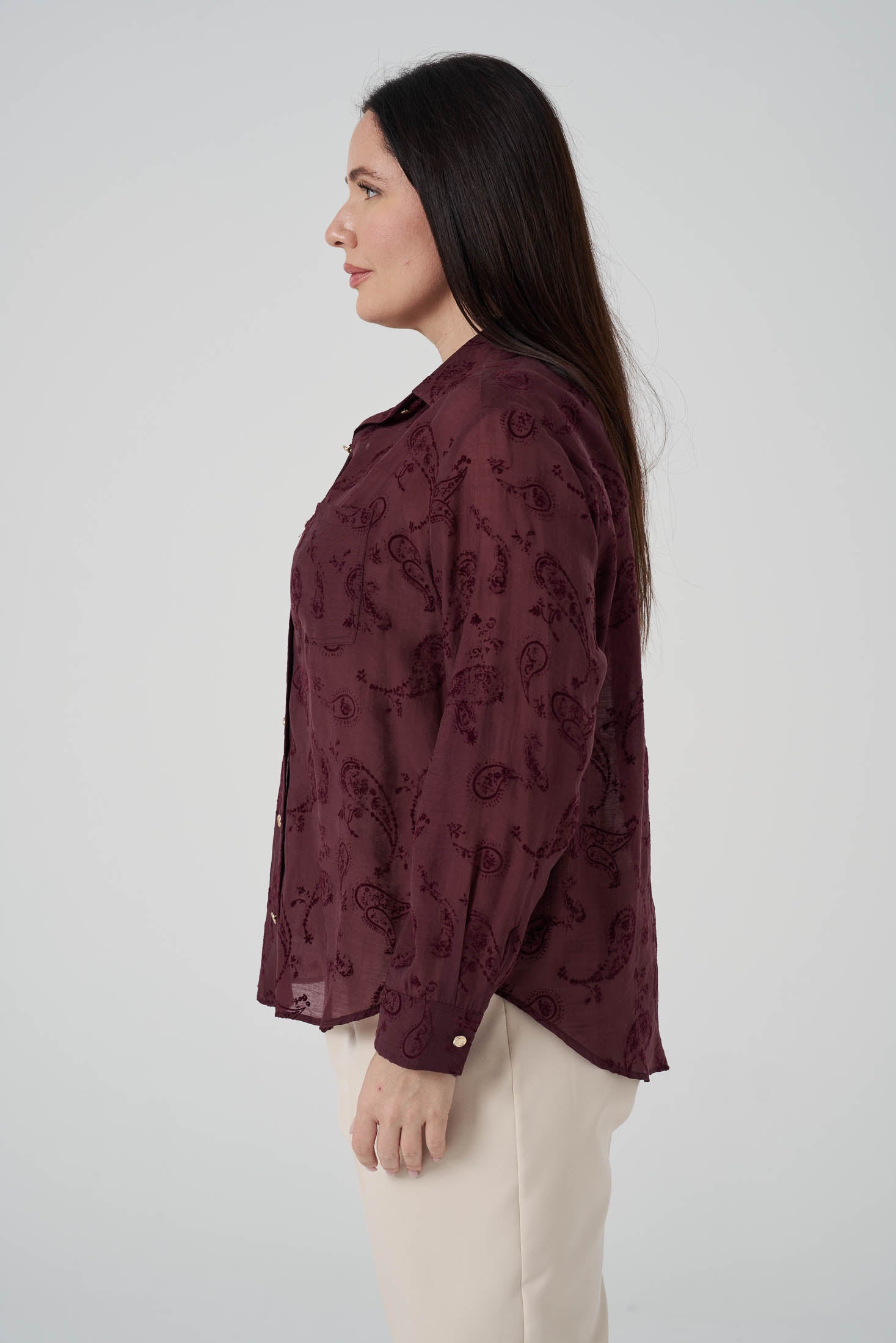 Floklu Gömlek Bordo