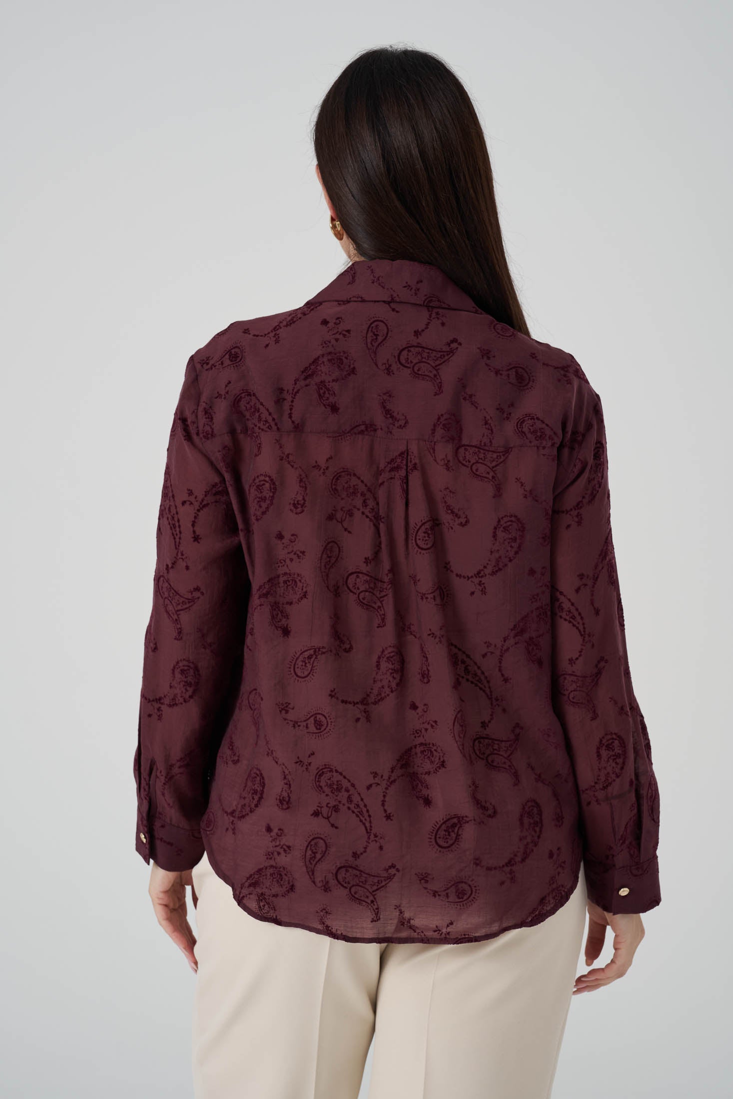 Floklu Gömlek Bordo