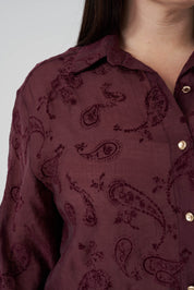 Floklu Gömlek Bordo