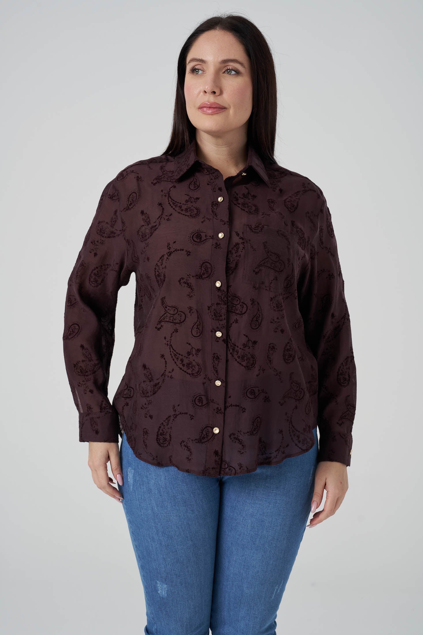 Floklu Gömlek Kahve