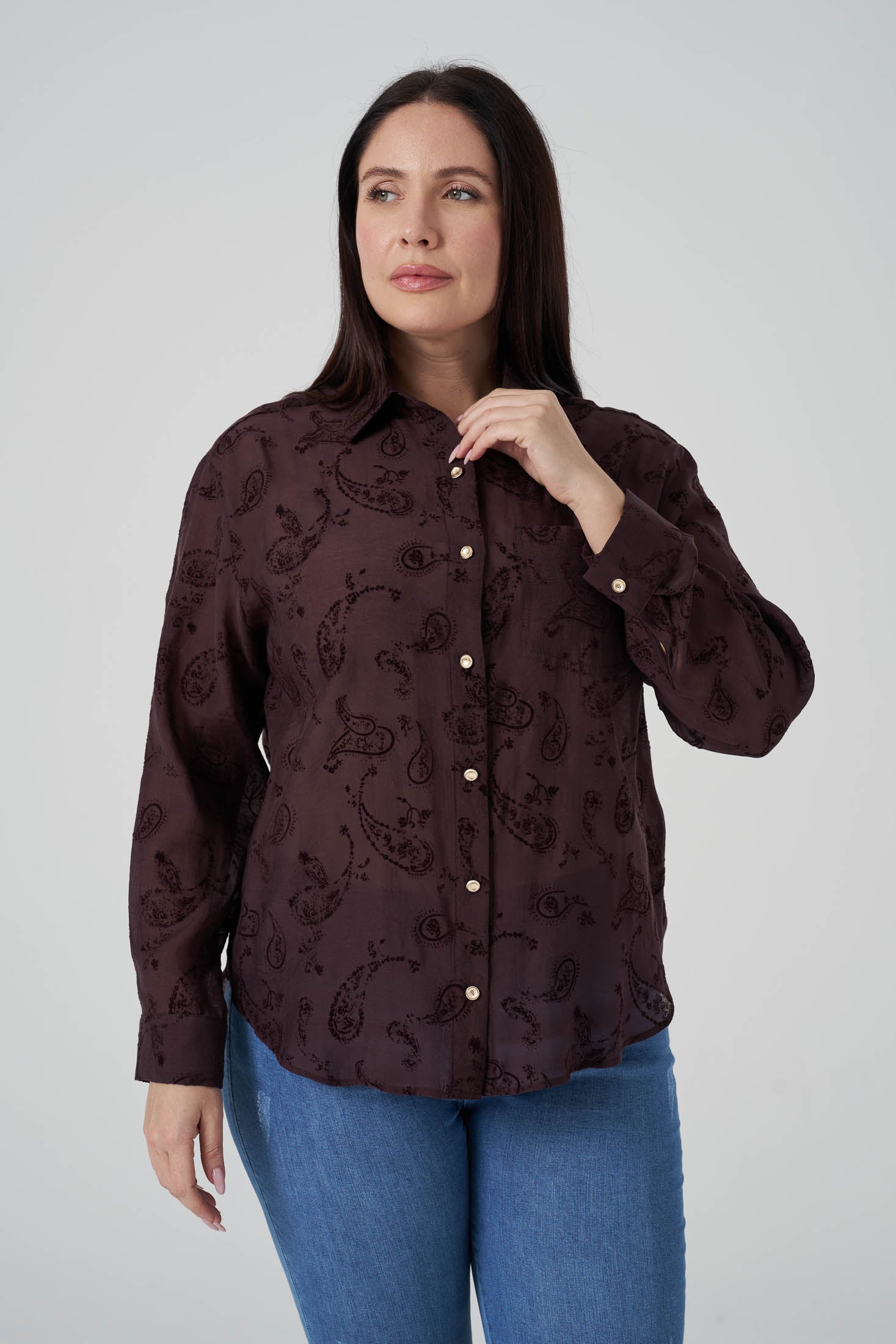 Floklu Gömlek Kahve