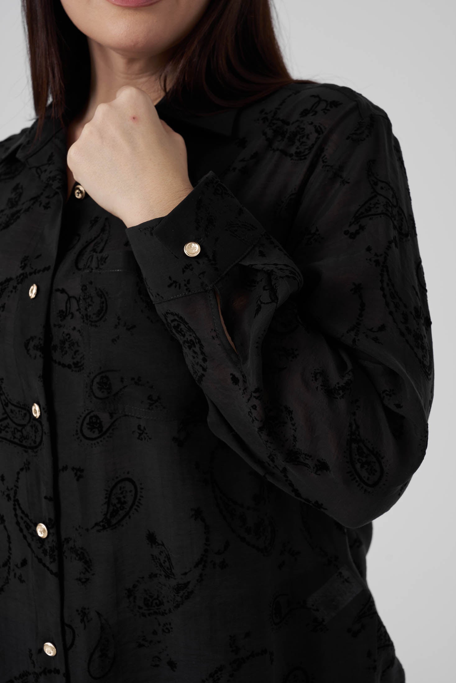 Floklu Gömlek Siyah