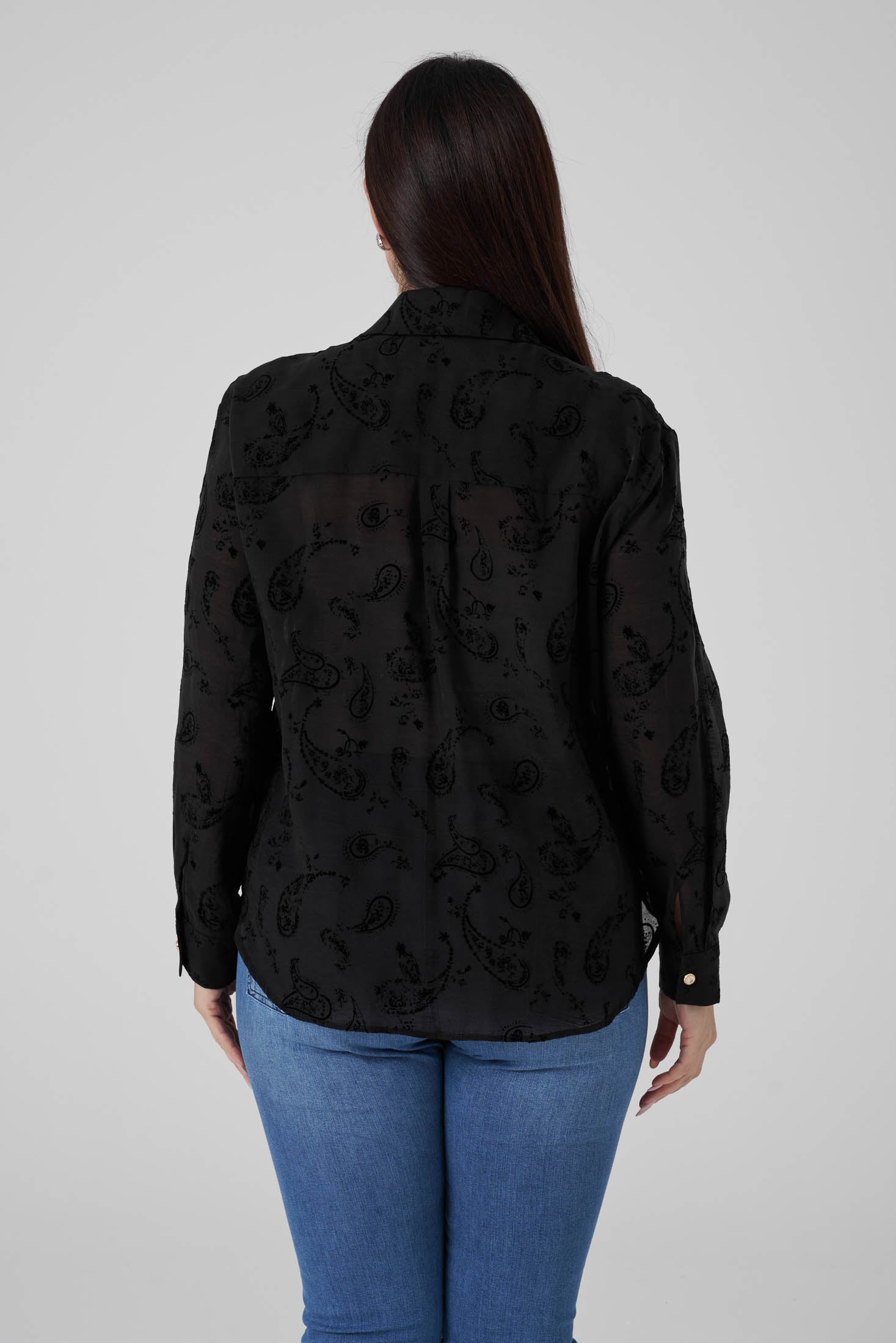 Floklu Gömlek Siyah