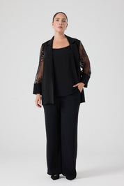 Kol Detaylı Üçlü Takım Siyah