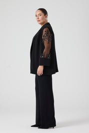 Kol Detaylı Üçlü Takım Siyah