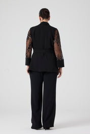 Kol Detaylı Üçlü Takım Siyah