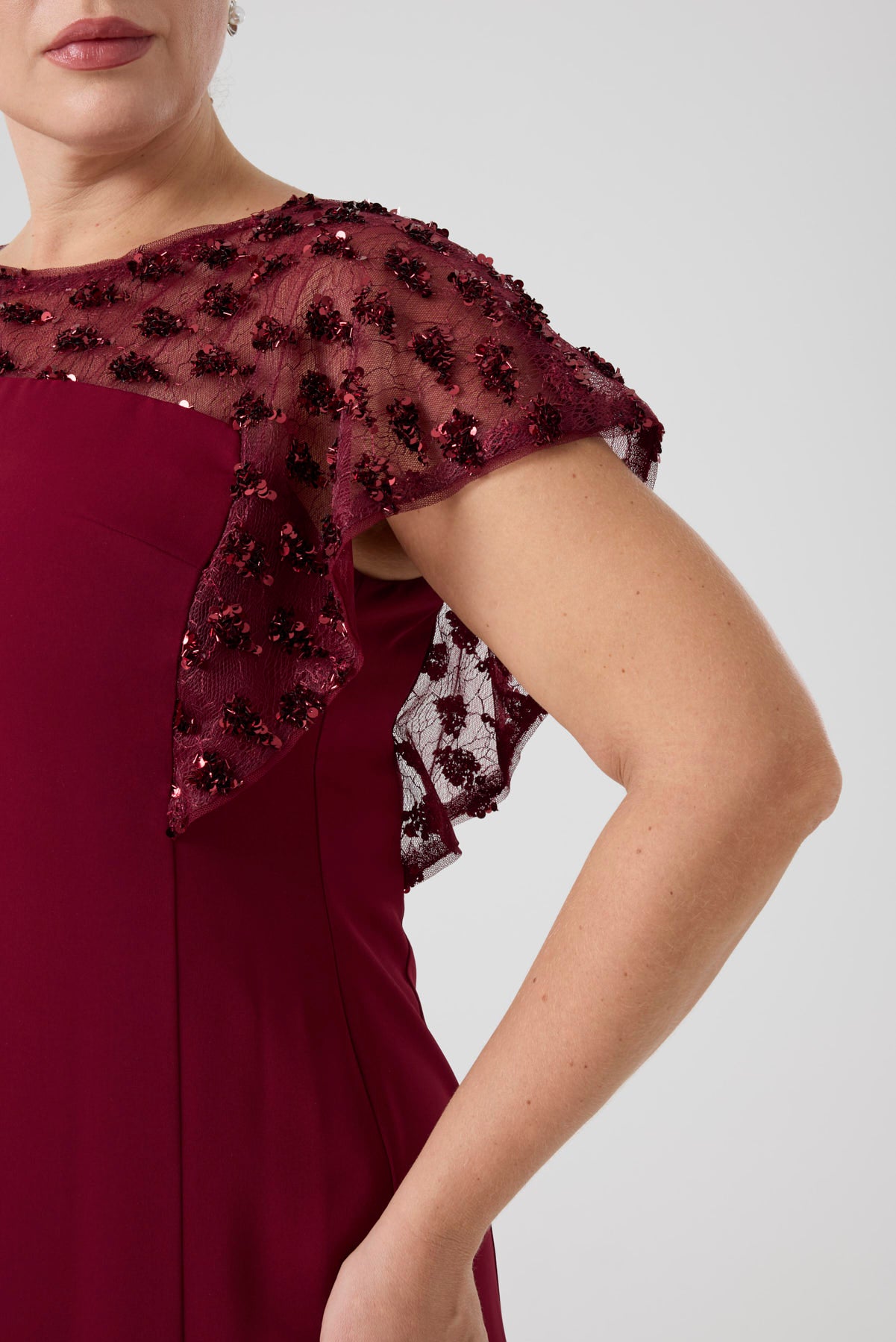 Payet Garnili A Form Elbise Bordo