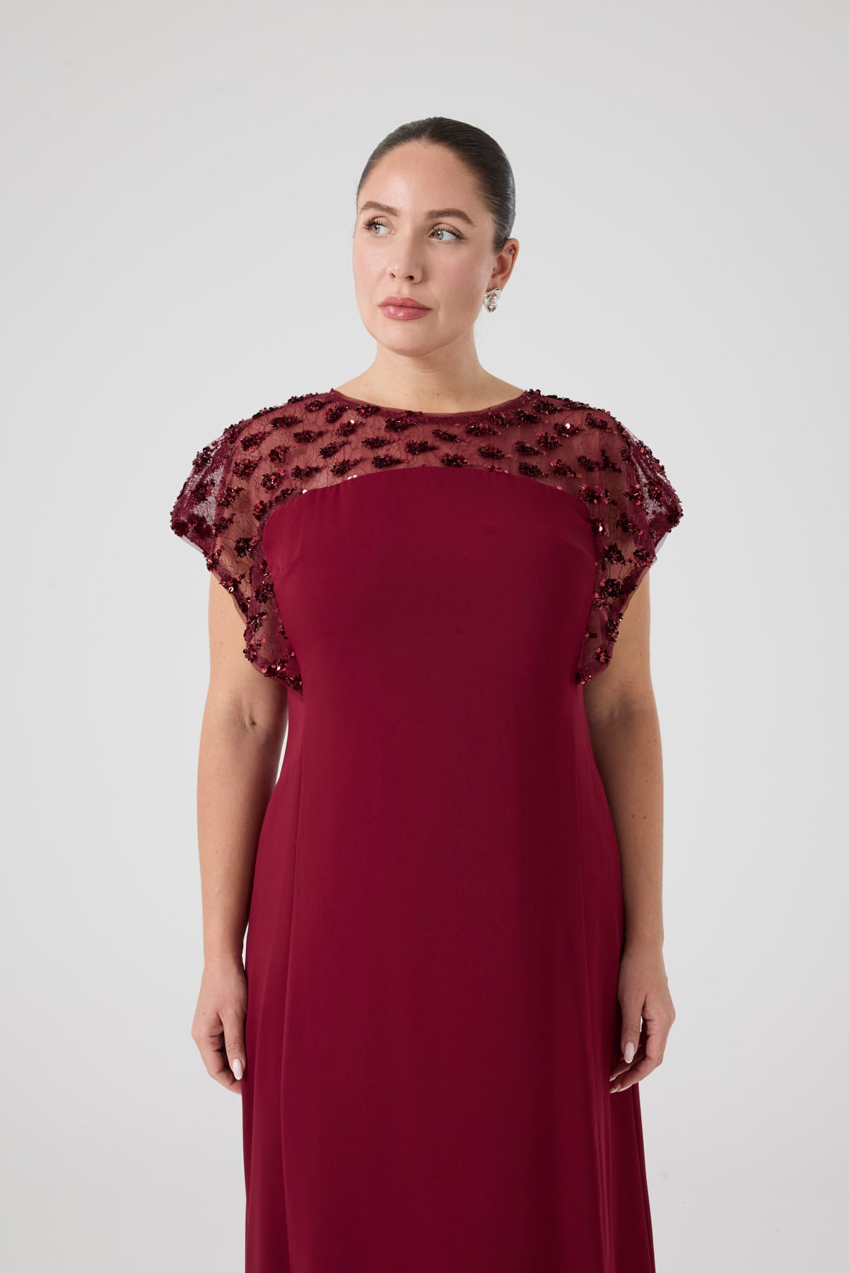 Payet Garnili A Form Elbise Bordo