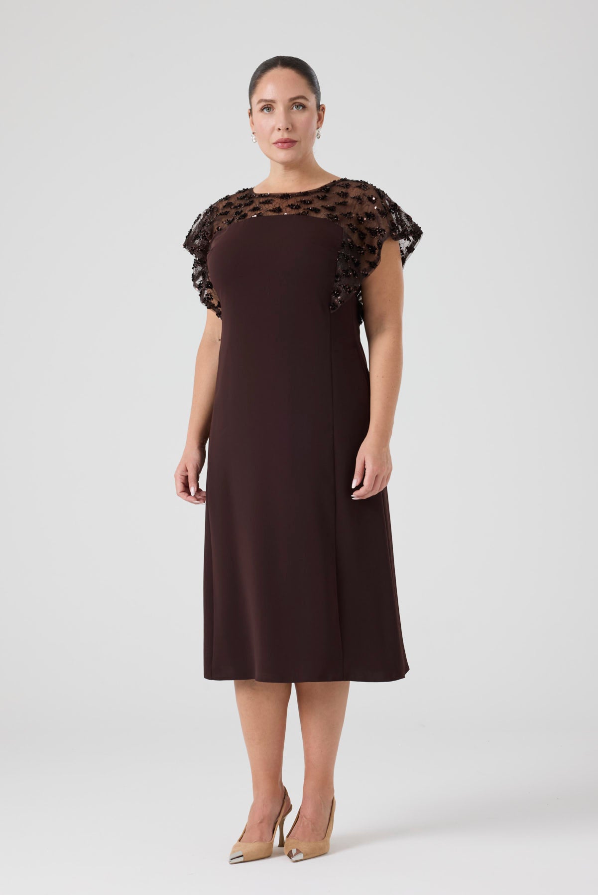 Payet Garnili A Form Elbise Kahverengi