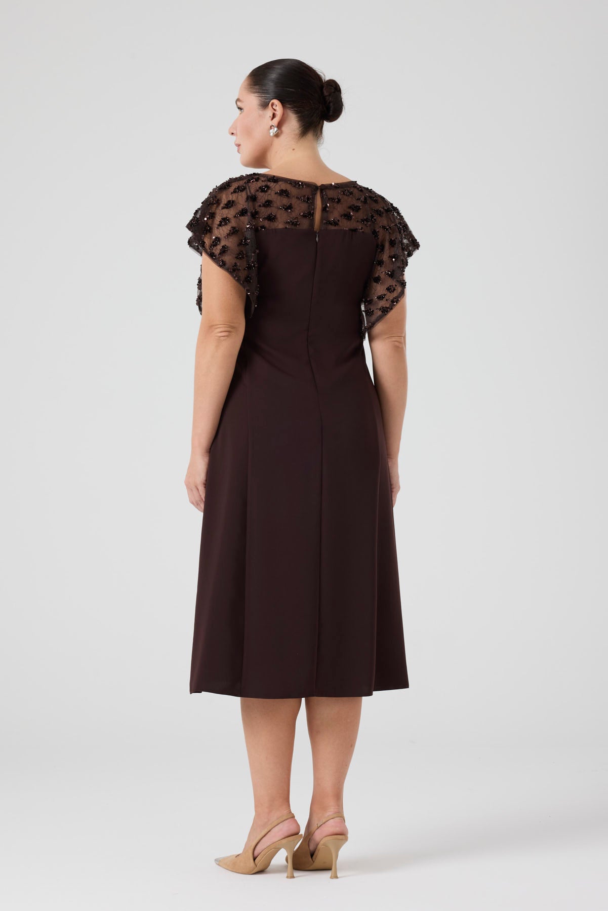 Payet Garnili A Form Elbise Kahverengi