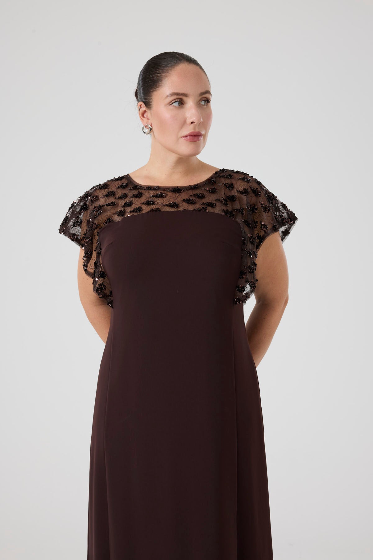 Payet Garnili A Form Elbise Kahverengi