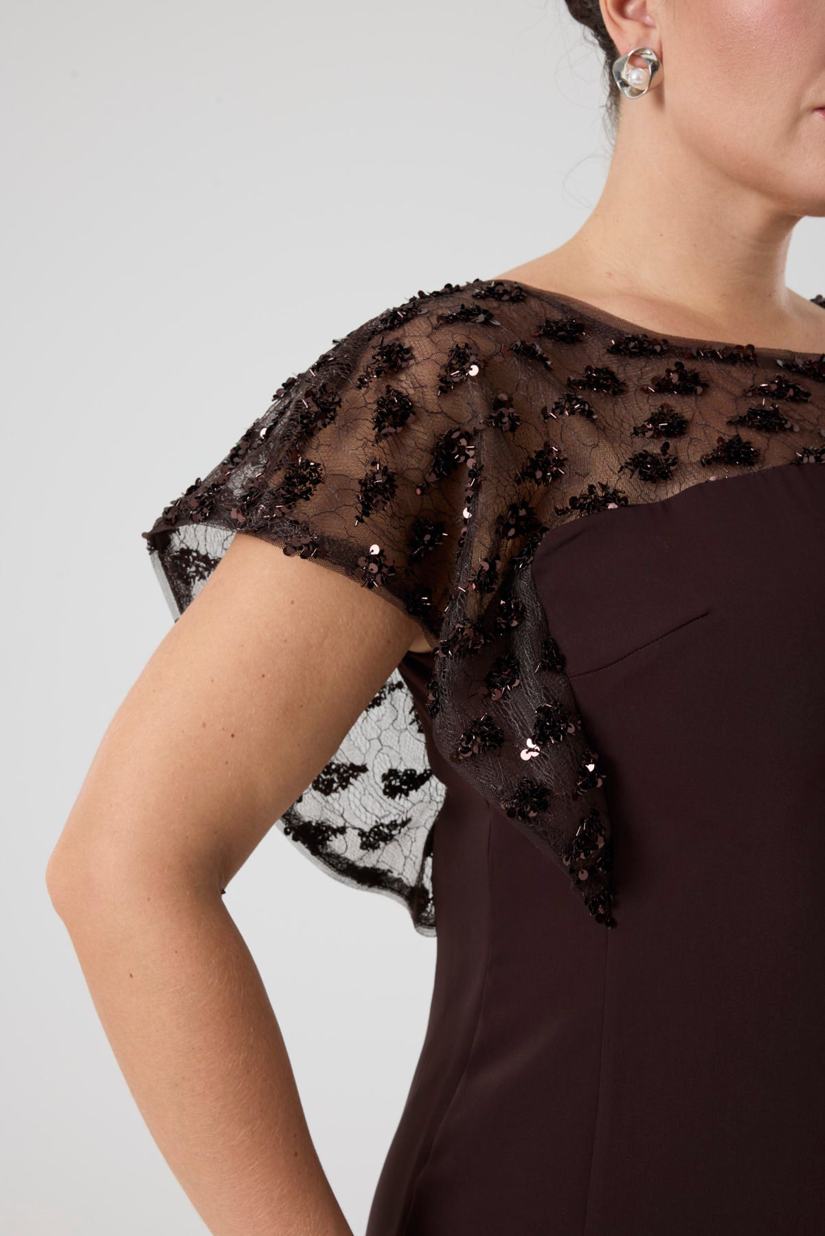 Payet Garnili A Form Elbise Kahverengi