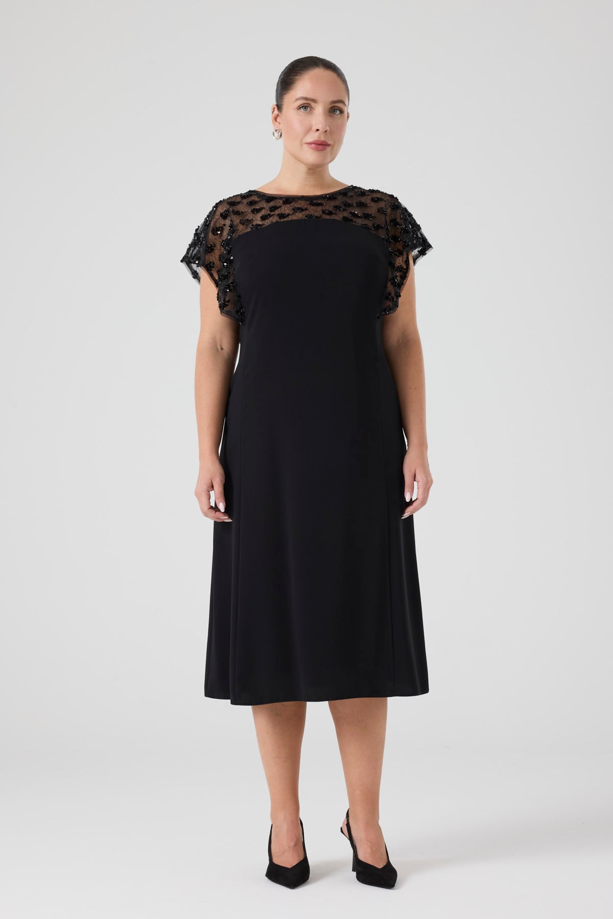 Payet Garnili A Form Elbise Siyah