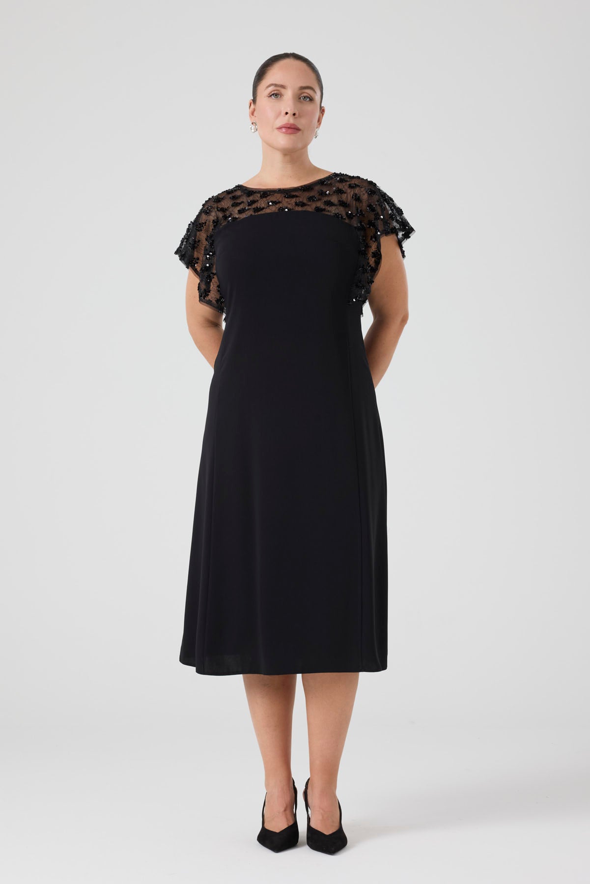 Payet Garnili A Form Elbise Siyah