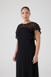 Payet Garnili A Form Elbise Siyah