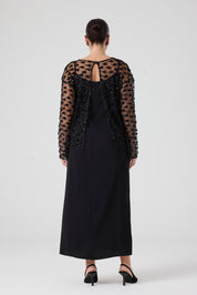 Payet Bluz - Uzun Yırtmaçlı Elbise İkili Takım Siyah