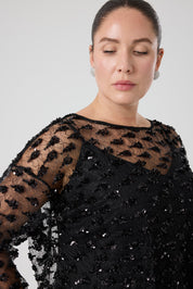 Payet Bluz - Uzun Yırtmaçlı Elbise İkili Takım Siyah