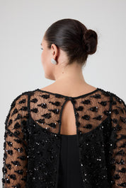 Payet Bluz - Uzun Yırtmaçlı Elbise İkili Takım Siyah