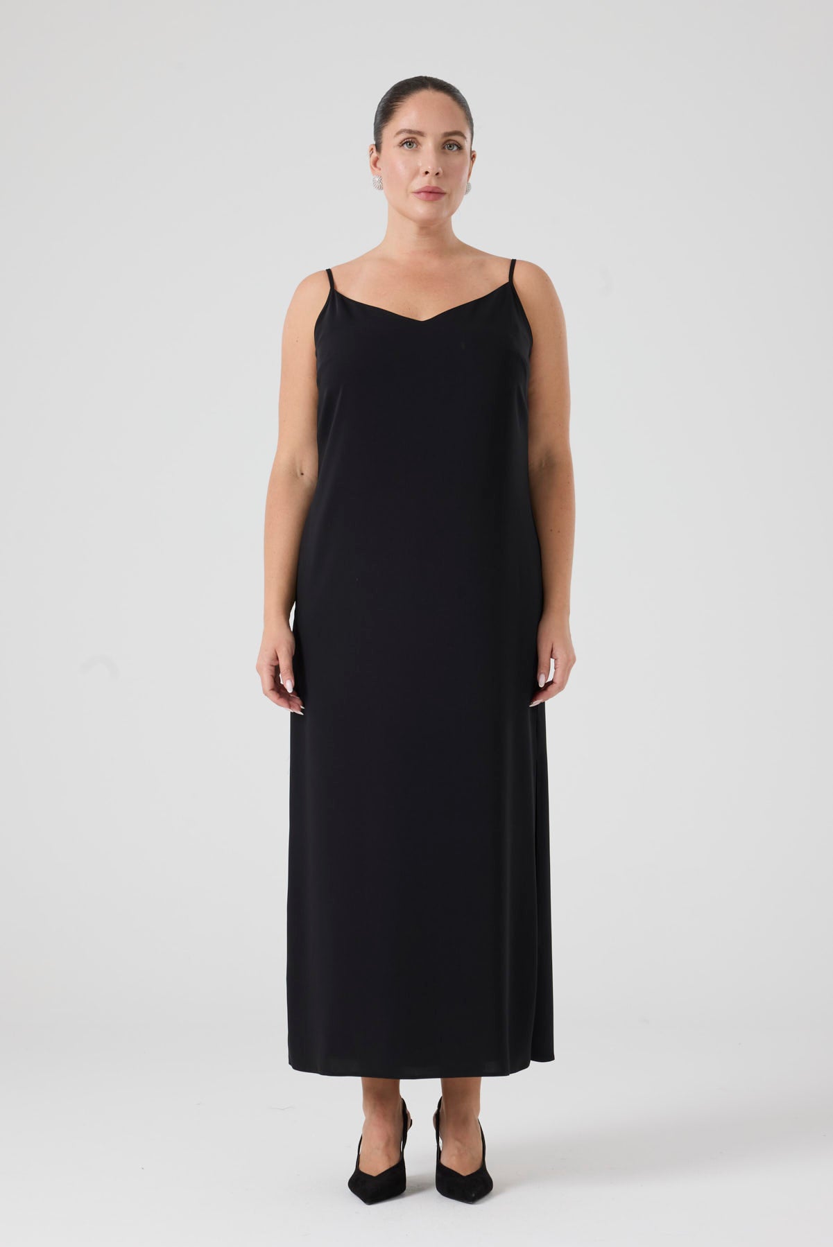 Payet Bluz - Uzun Yırtmaçlı Elbise İkili Takım Siyah