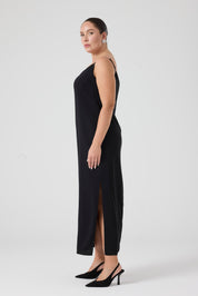 Payet Bluz - Uzun Yırtmaçlı Elbise İkili Takım Siyah