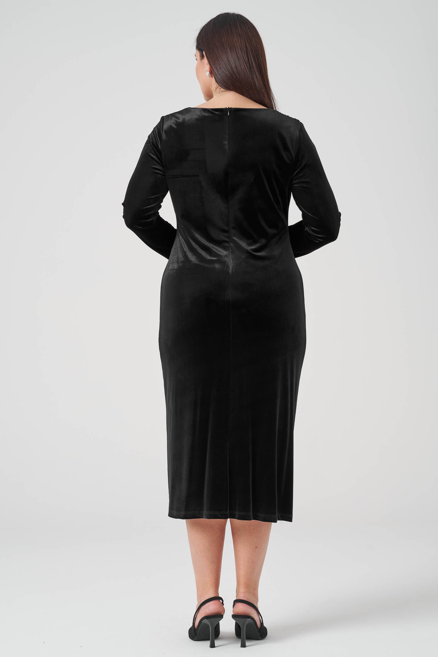 Taş Detaylı Slim Fit Kadife Elbise