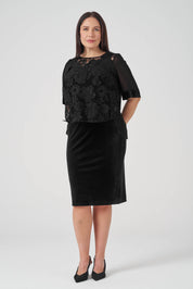 Üç Boyutlu Güpürlü Takım Siyah