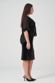 Üç Boyutlu Güpürlü Takım Siyah