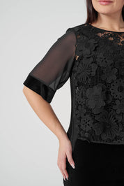 Üç Boyutlu Güpürlü Takım Siyah