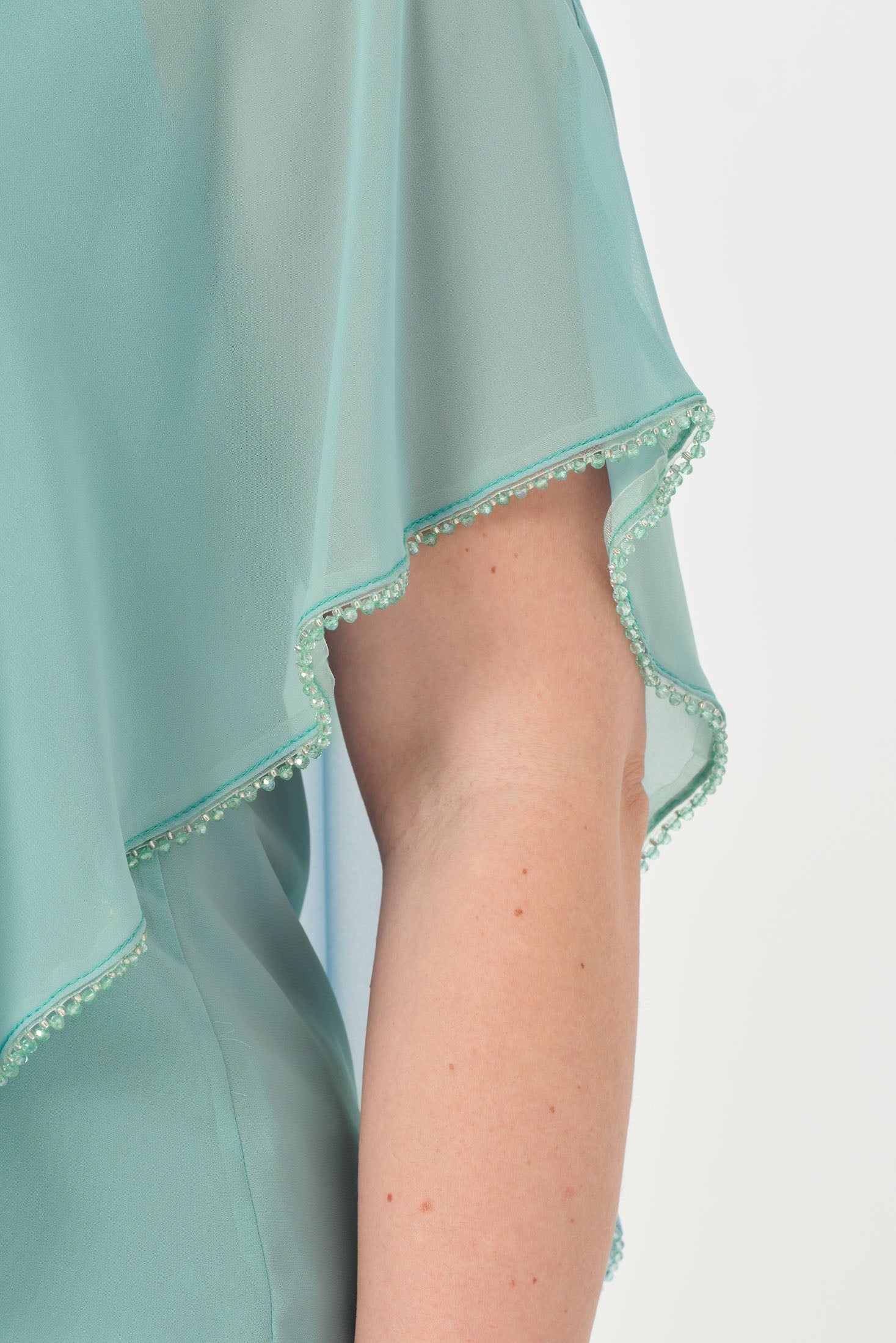 Taşlı Asimetrik Bluz Pantolon Takım Mint