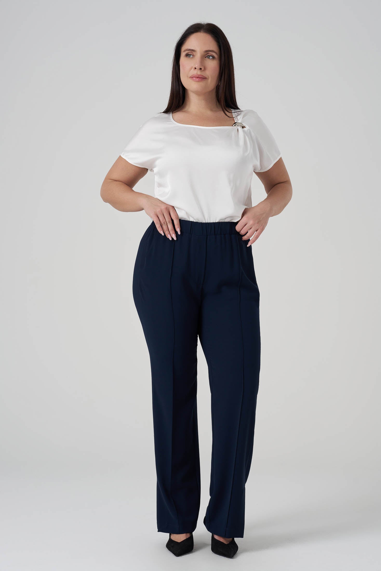 Beli Lastikli Çımalı Pantolon Lacivert