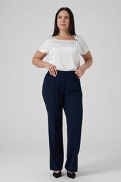 Beli Lastikli Çımalı Pantolon Lacivert