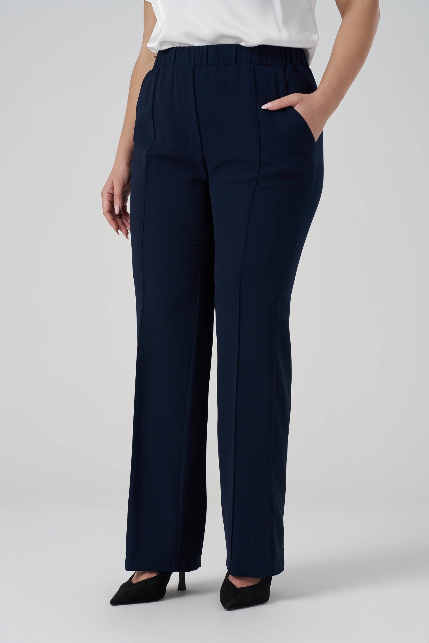 Beli Lastikli Çımalı Pantolon Lacivert