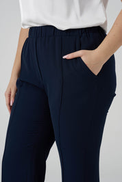 Beli Lastikli Çımalı Pantolon Lacivert