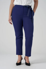 Bağlama Detaylı Fit Kumaş Pantolon Lacivert