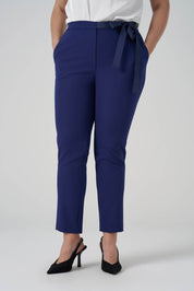 Bağlama Detaylı Fit Kumaş Pantolon Lacivert