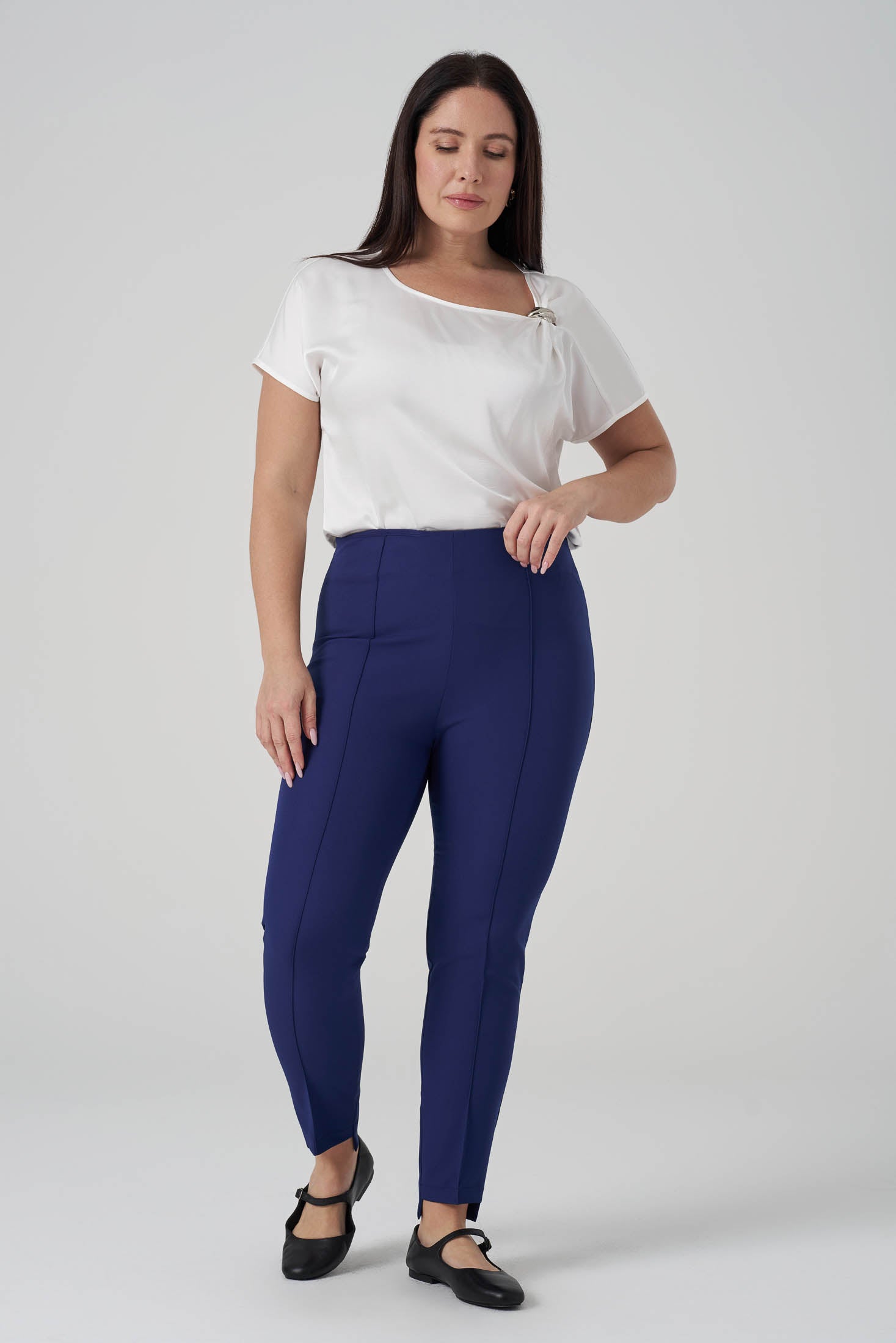 Paça Detaylı Pantolon Açık Lacivert