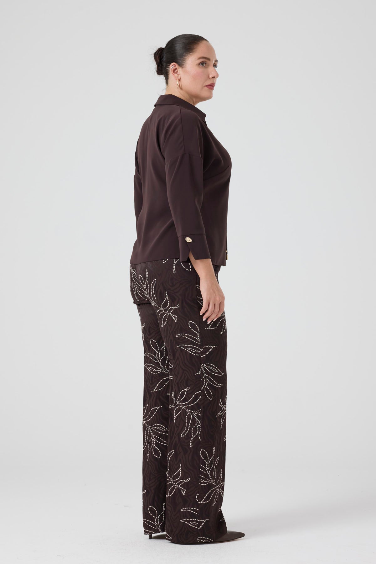 Jakarlı Viskon Pantolon Kahve