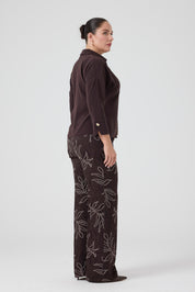 Jakarlı Viskon Pantolon Kahve