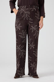 Jakarlı Viskon Pantolon Kahve