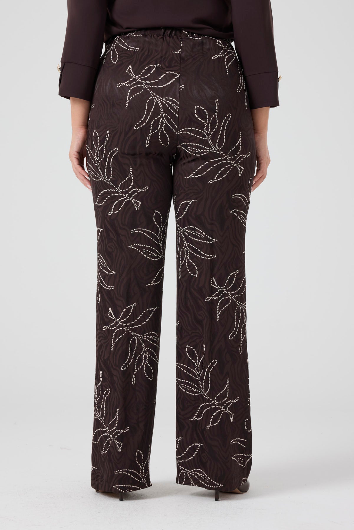 Jakarlı Viskon Pantolon Kahve