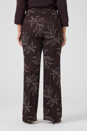 Jakarlı Viskon Pantolon Kahve