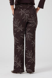 Jakarlı Viskon Pantolon Kahve