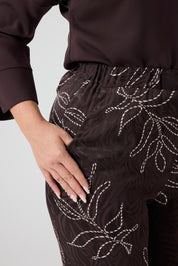 Jakarlı Viskon Pantolon Kahve