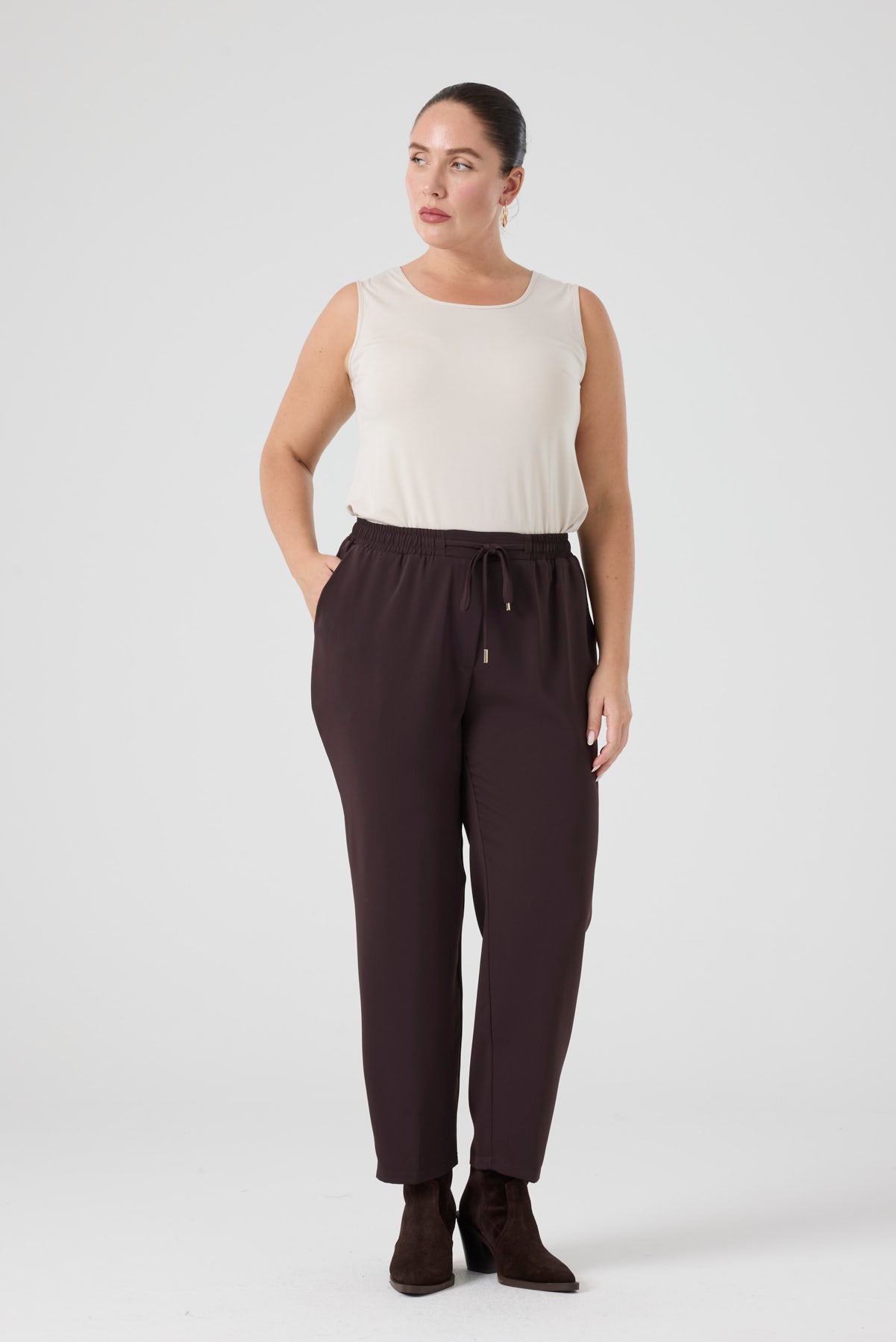 Beli Lastikli Jogger Pantolon Kahve